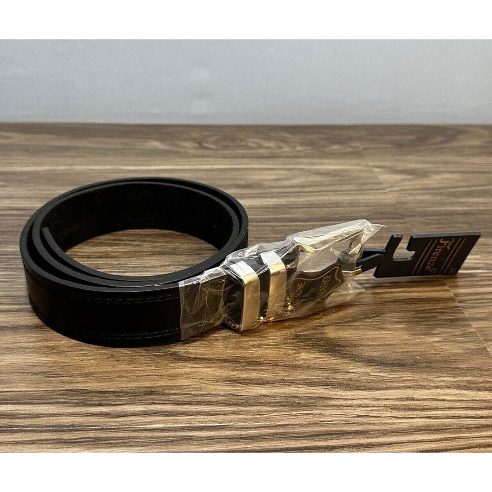Black Leather Belt with Silver Buckle